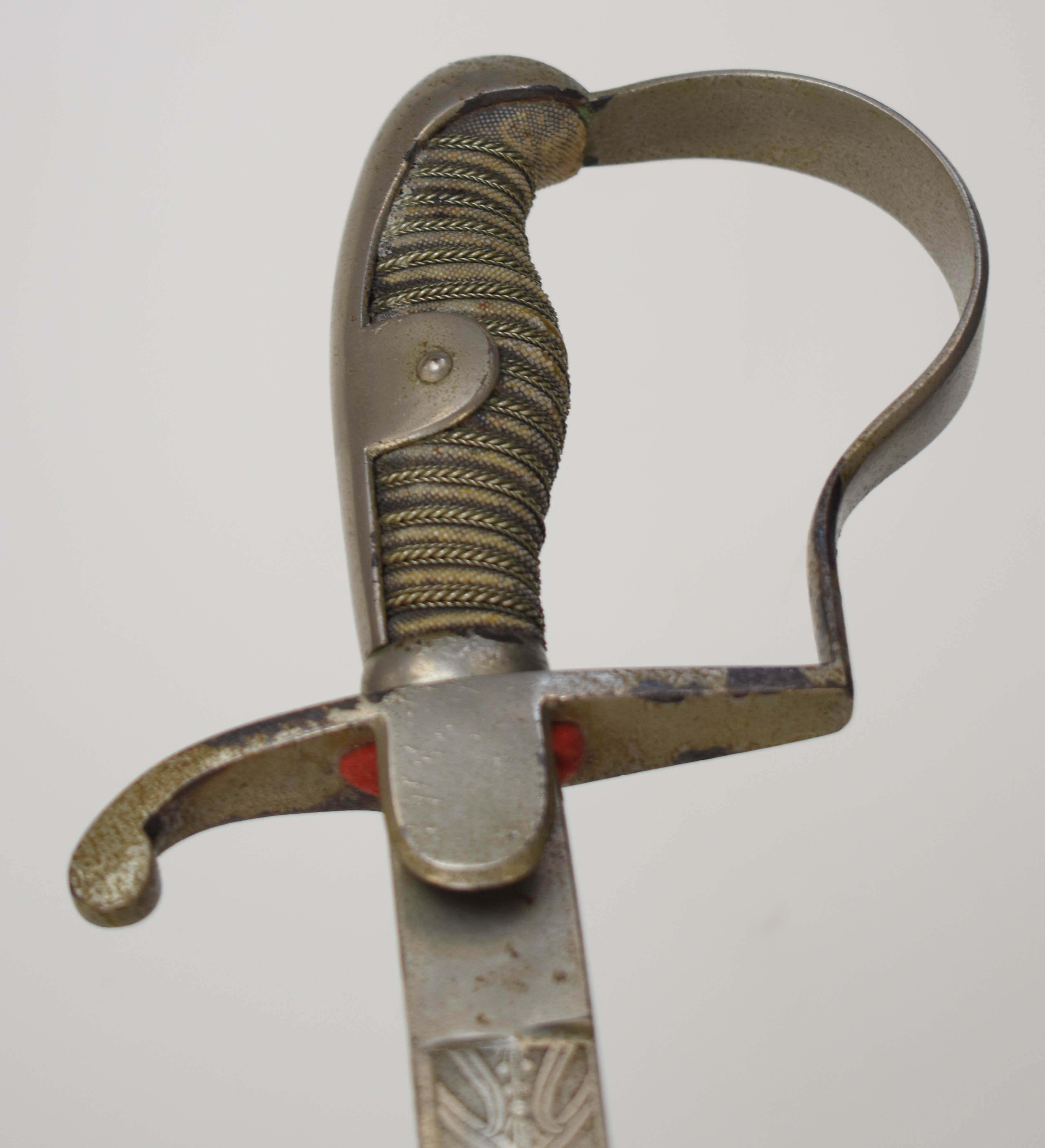 Imperial Germany WW1 Artillery officer's sword with shagreen and wire grip and 77cm blade - Image 12 of 14