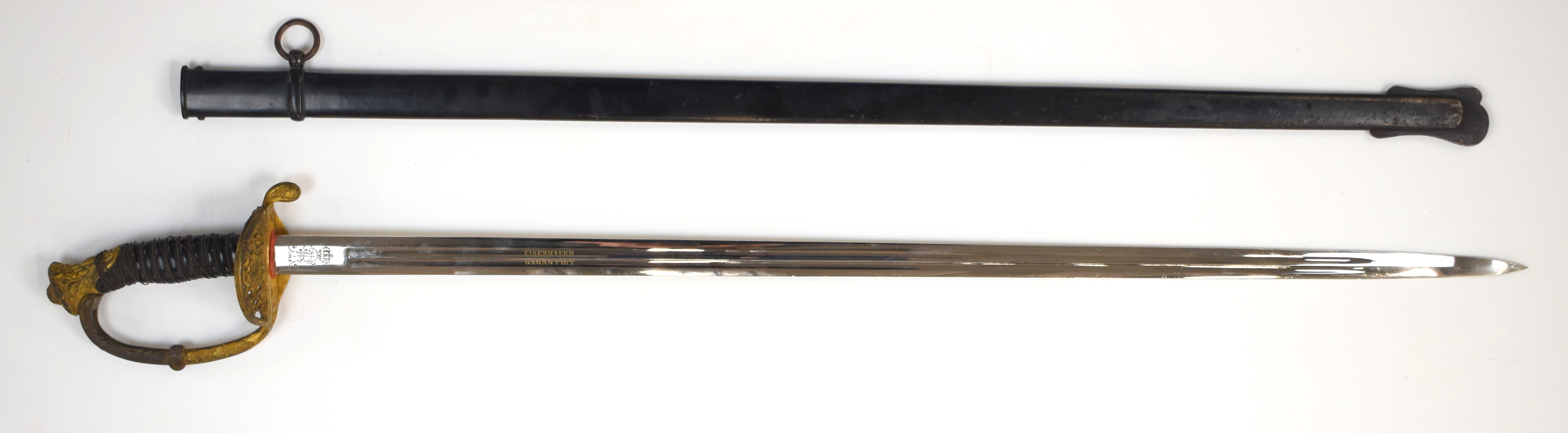Imperial Germany 1867 pattern sword with coat of arms motif, folding guard, cypher under crown to - Image 6 of 14