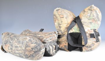 Two Dog Gone Good USA rifle rest bags both in camouflage finish.