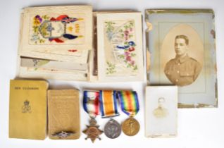 British Army WW1 medal trio comprising 1914/1915 Star, War Medal and Victory Medal named to 13558