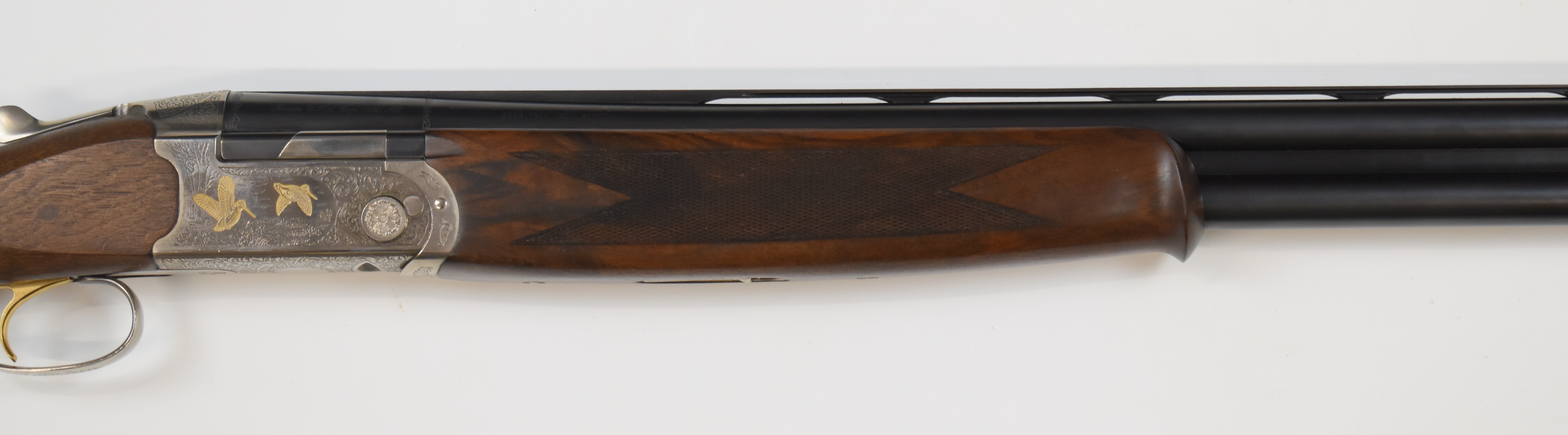 Beretta Ultra Light Deluxe 12 bore over and under ejector shotgun with gold birds engraved to the - Image 4 of 10
