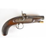Bentley of London 36 bore percussion hammer action coat pistol with engraved lock, hammer, trigger