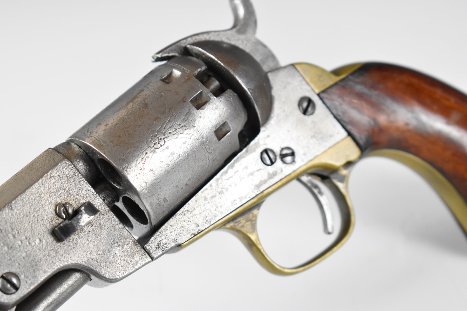 Manhattan Navy .36 five-shot single-action revolver with brass trigger guard and grip strap, - Bild 11 aus 20