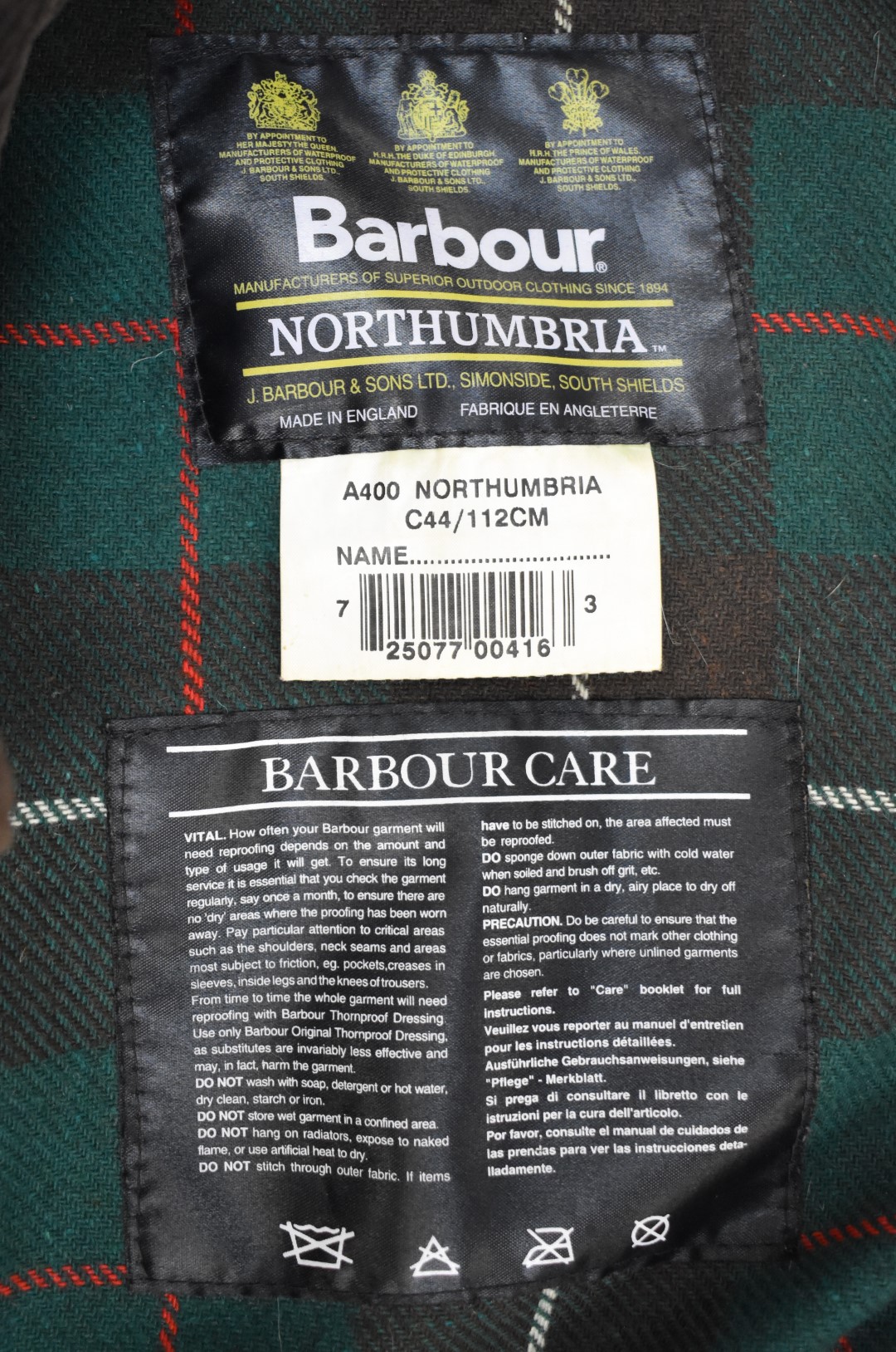 Barbour Northumbria gentleman's waxed jacket, size 44 - Image 2 of 4