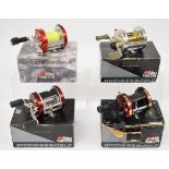 Four Abu Ambassadeur multiplier fishing reels comprising 6600SSC3, 6500C3 two speed, 6500C3 CT Mag