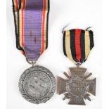 German WW2 Nazi Third Reich Luftshutz Service Medal, together with a WW1 War Merit Cross with