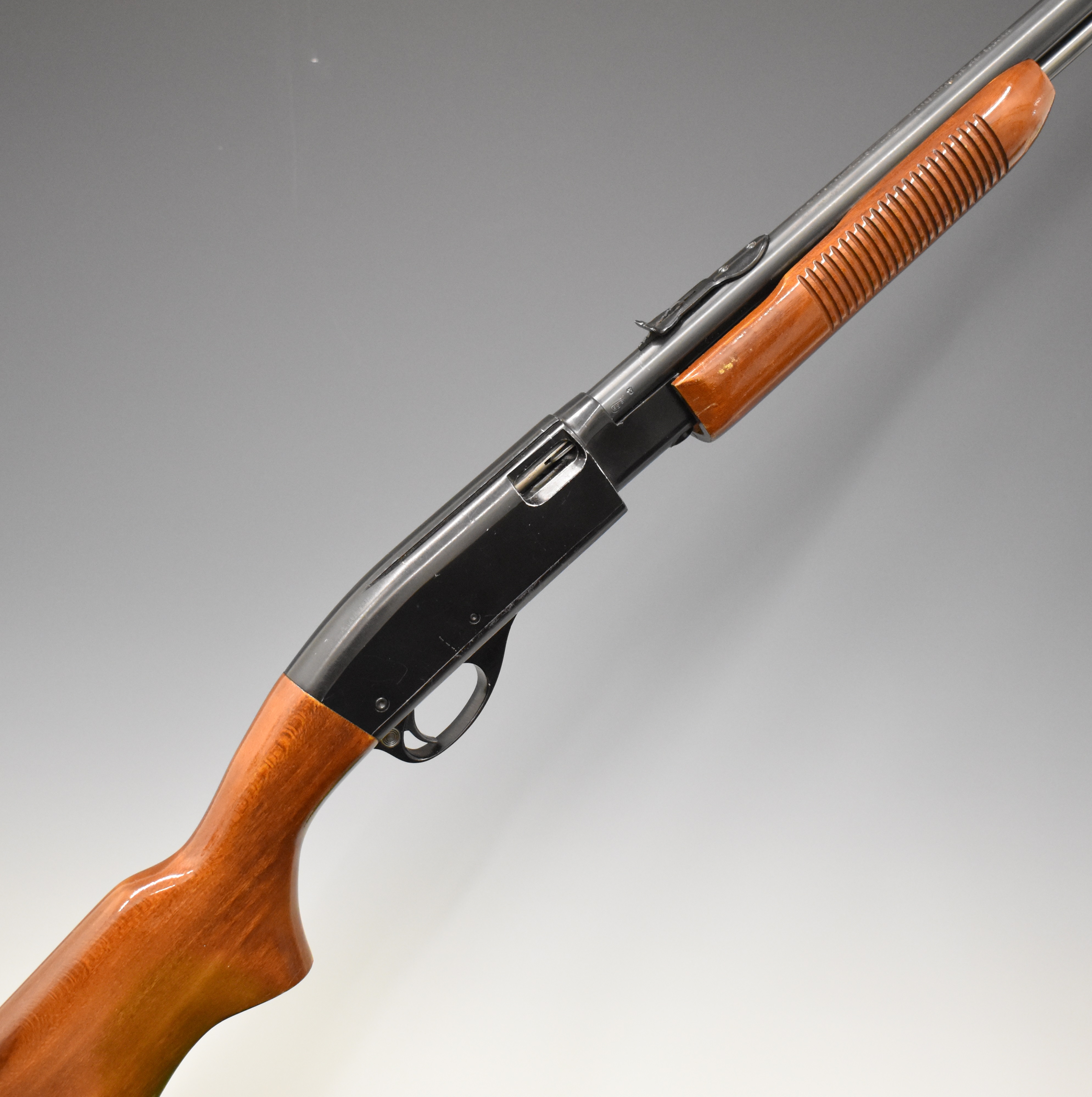 Remington Fieldmaster Model 572 .22 pump-action rifle with adjustable sights, semi-pistol grip,