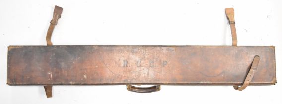 John Rigby & Co full length leather bound rifle case with 'John Rigby & Co Gun and Rifle Makers 24
