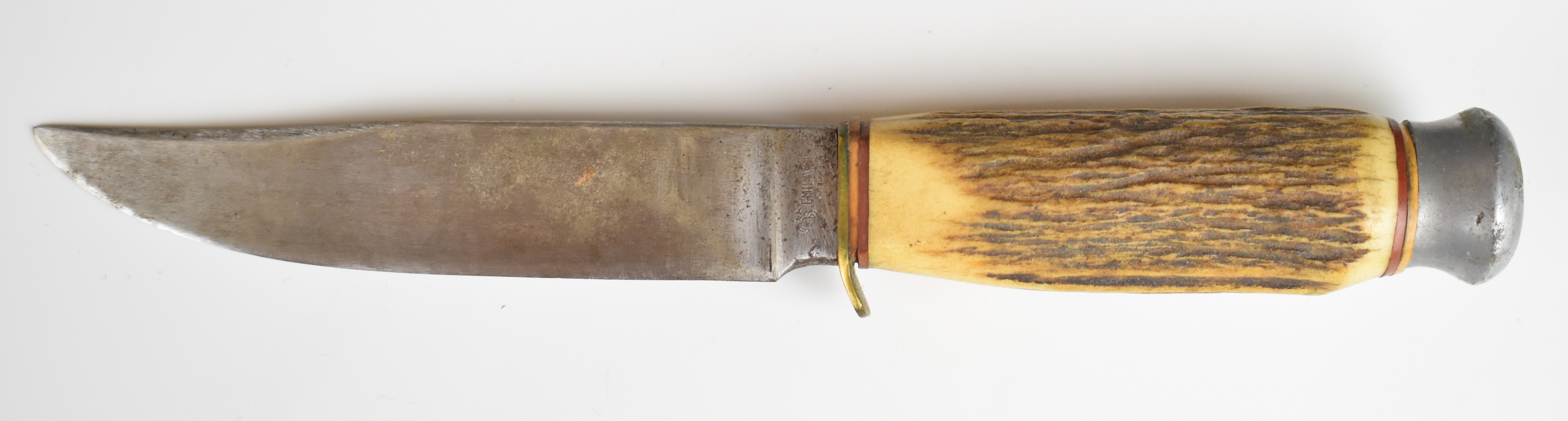 German Solingen Emil Voos 'Bowie' hunting knife with horn or similar grip, maker's mark to - Image 3 of 7