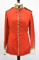 British Army Lancashire Fusiliers officer's scarlet tunic, rank insignia to shoulder cords,