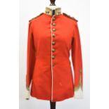British Army Lancashire Fusiliers officer's scarlet tunic, rank insignia to shoulder cords,