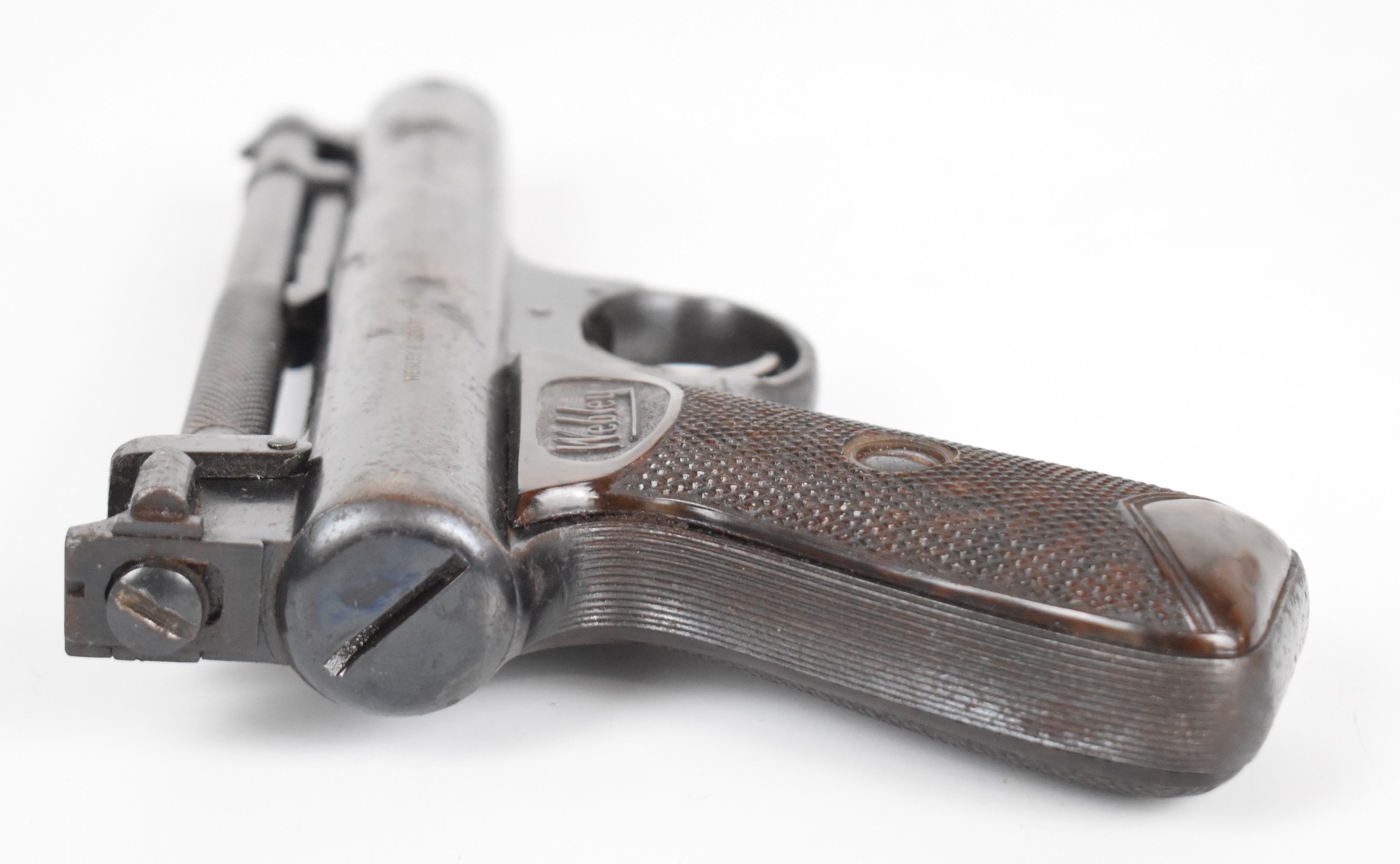 Webley Senior .177 air pistol with named and chequered Bakelite grips and adjustable sights, - Image 3 of 12