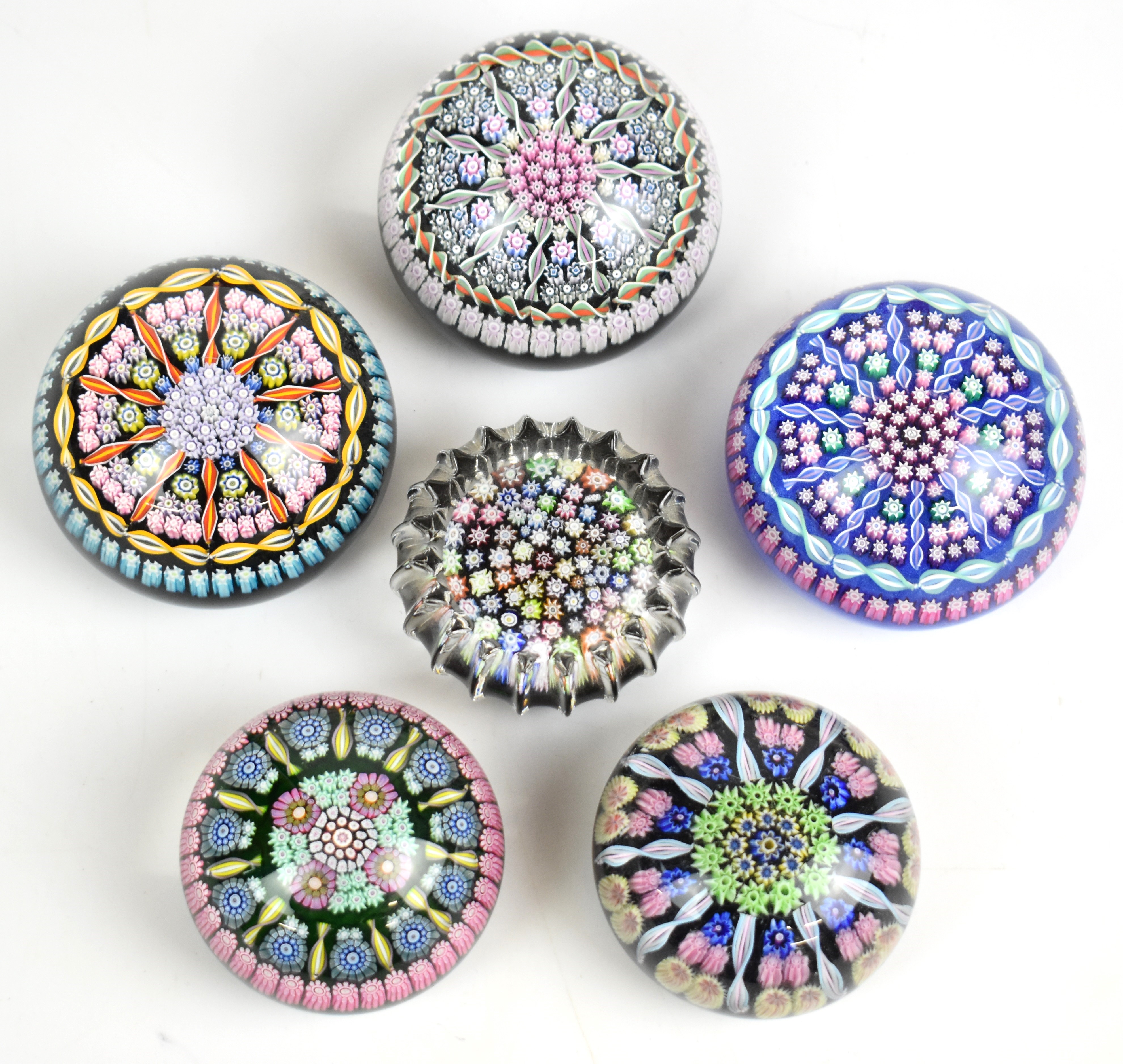 Six millefiori glass paperweights including Perthshire and Peter McDougal examples, some in original - Image 4 of 4