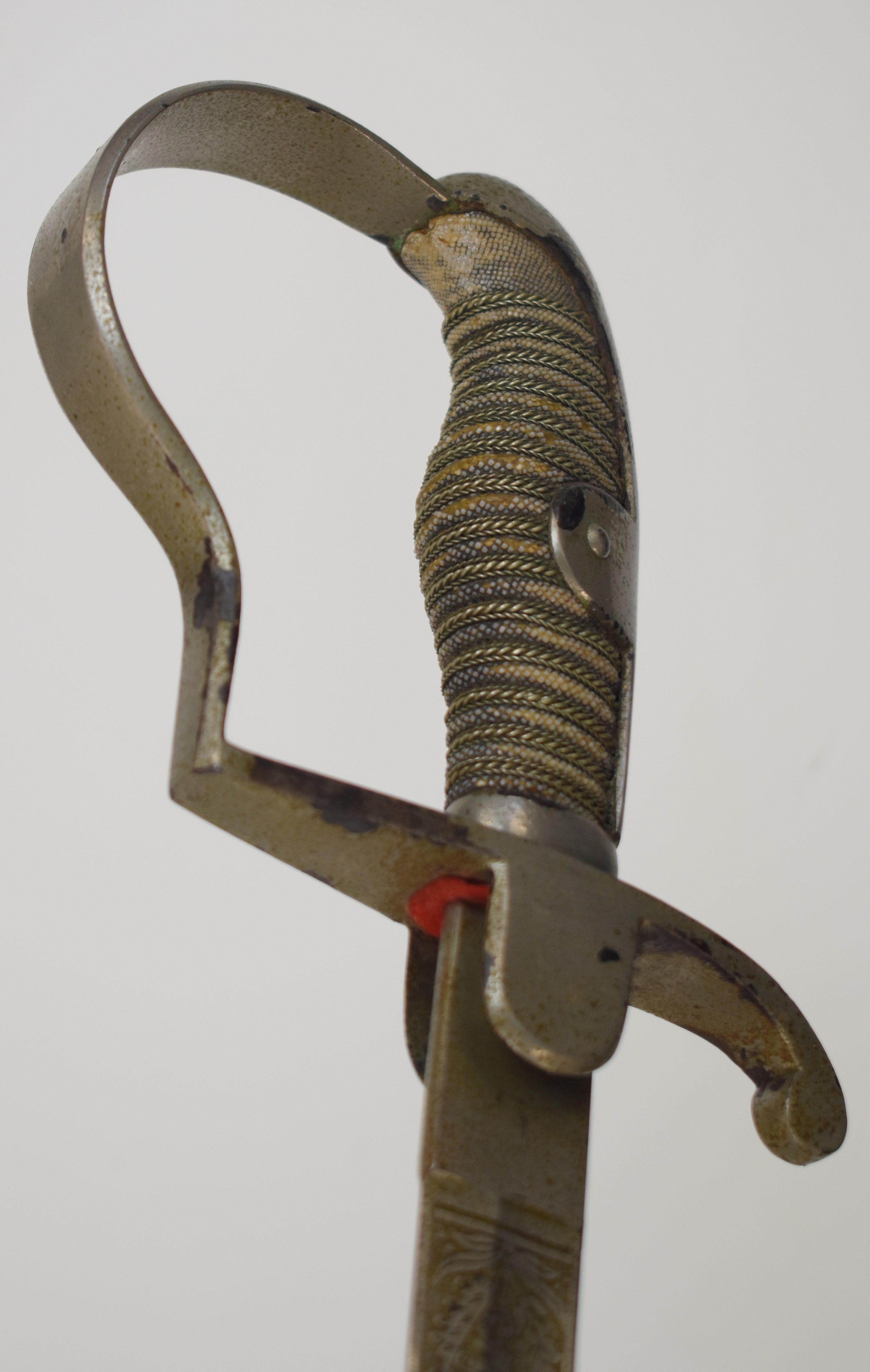 Imperial Germany WW1 Artillery officer's sword with shagreen and wire grip and 77cm blade - Image 11 of 14