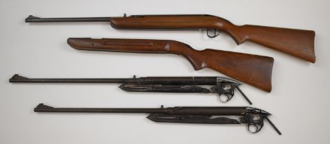 Three BSA Airsporter Mk I .22 under-lever air rifles, all with adjustable sights, one lacking