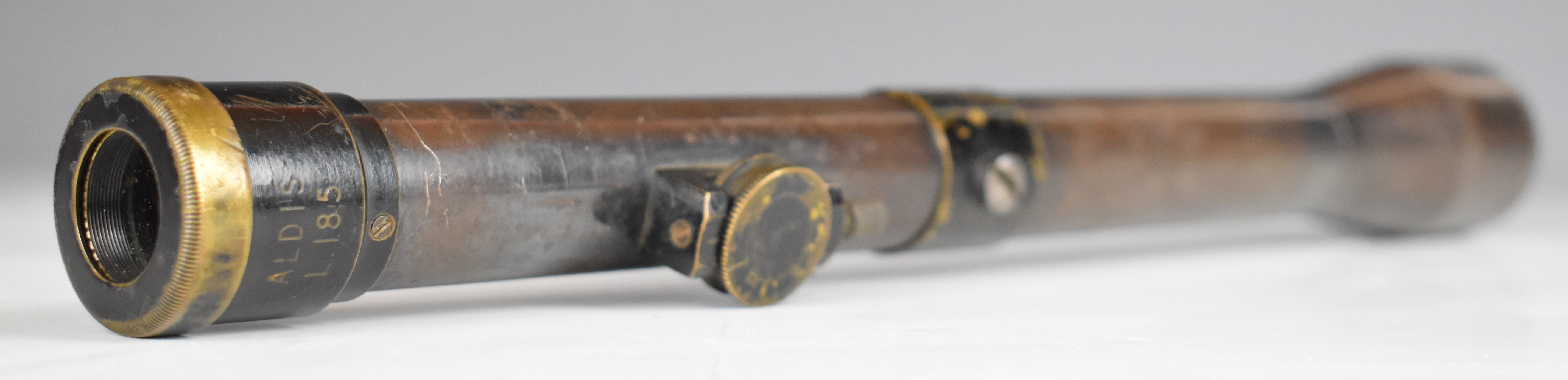 WWI Aldis Brothers of Liverpool L185 Lee-Enfield adjustable sniper rifle scope stamped 'ALDIS L. 185 - Image 3 of 6
