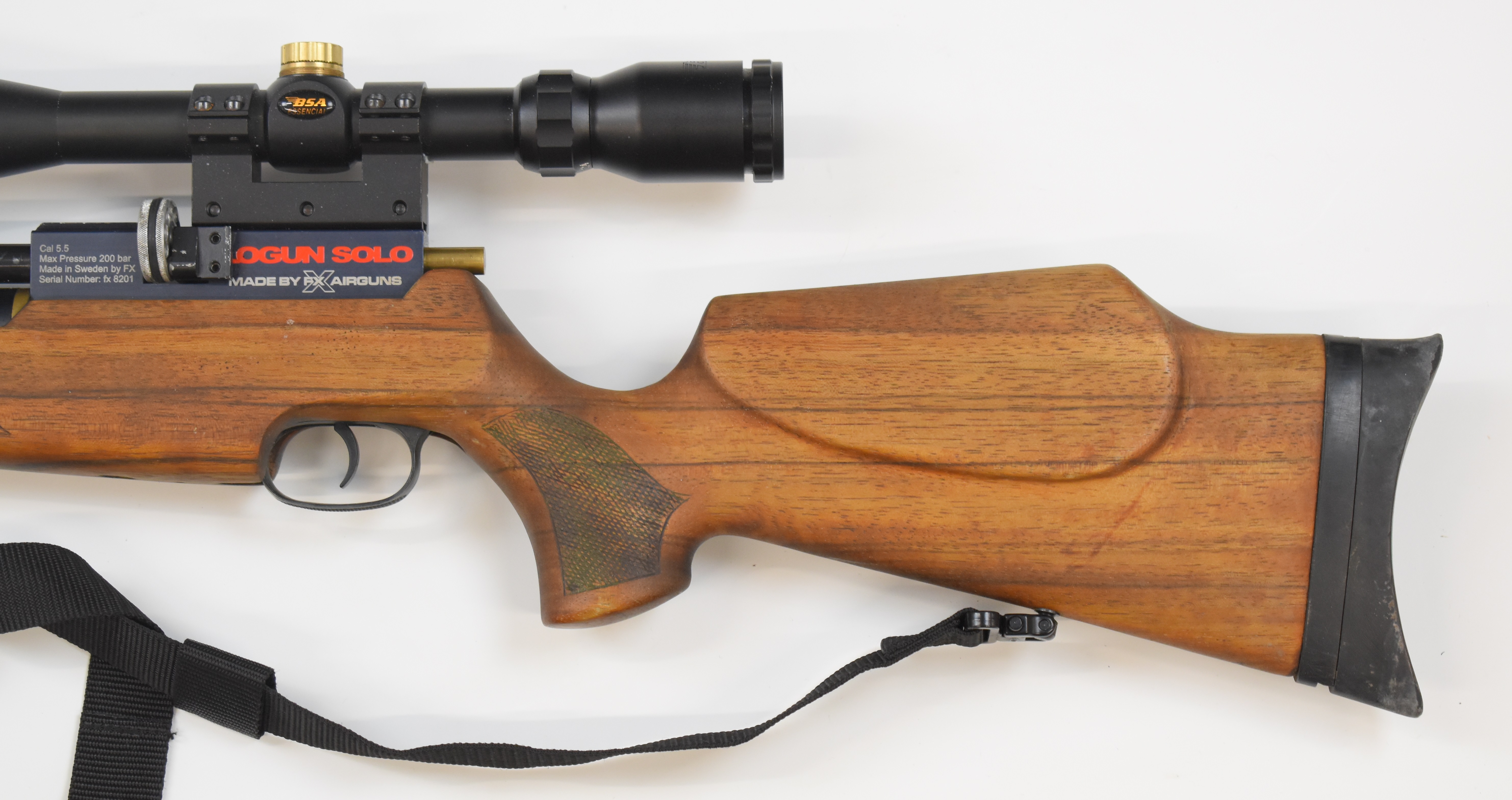 FX Logun Solo .22 PCP air rifle with chequered semi-pistol grip and forend, raised cheek piece, - Image 7 of 10