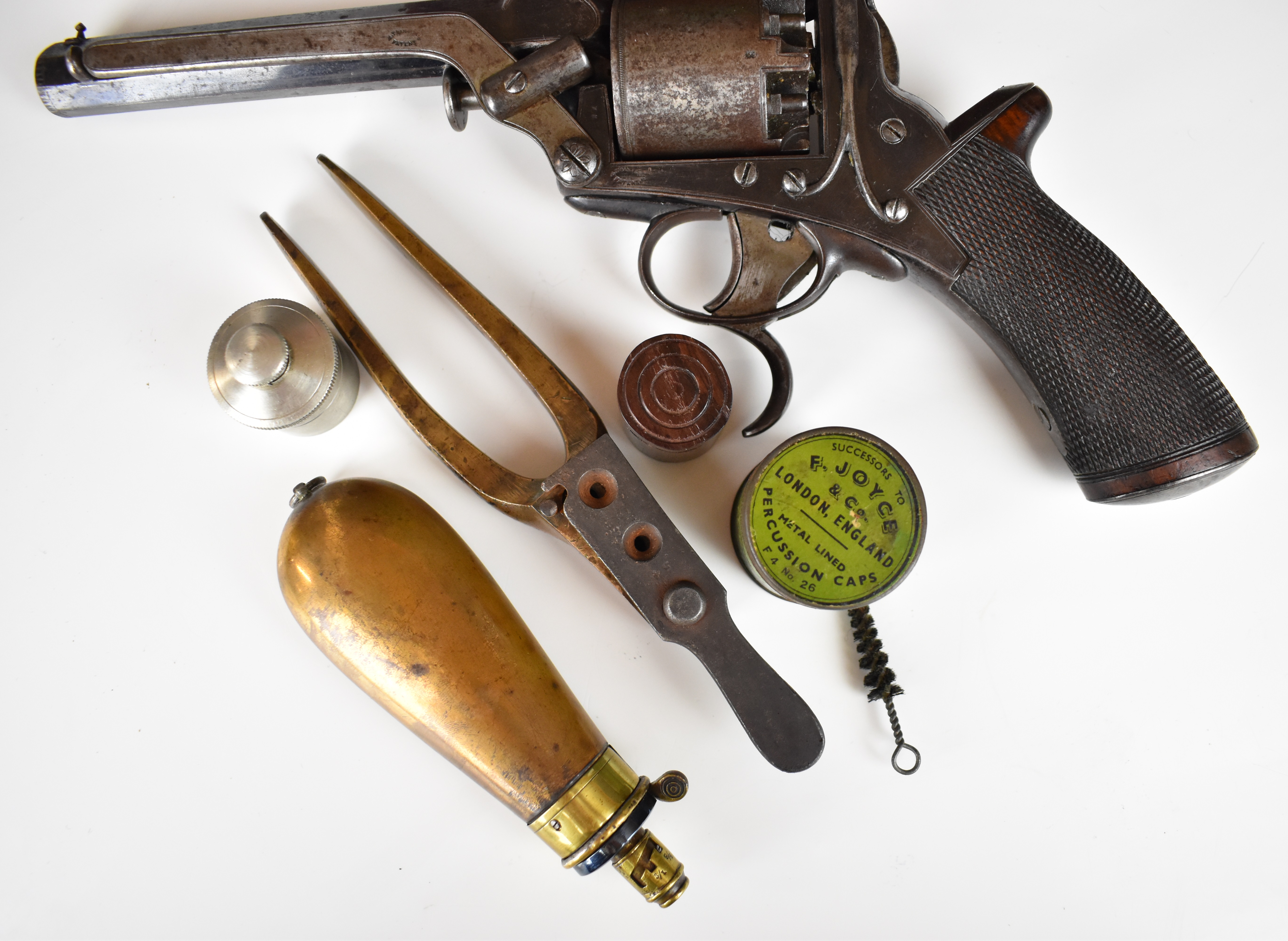 William Tranter's Patent 54 bore five-shot double-action revolver with line engraved frame marked ' - Image 17 of 18