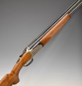Lanber 12 bore over and under ejector shotgun with engraved lock, underside, trigger guard top plate