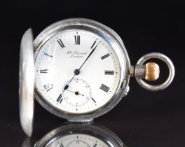 J W Benson The Bank silver keyless winding full hunter pocket watch with inset subsidiary seconds