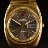 Omega Megaquartz 32 KHz gentleman's wristwatch ref. 196.0030 with day and date aperture, two-tone
