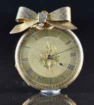 Thomas Russell & Son gold open faced pocket watch with inset blued hands, black Roman numerals,