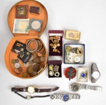 A collection of costume jewellery including 9ct gold enamel cufflink, silver brooch set with