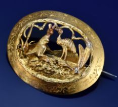 Australian c1870 gold rush brooch attributed to Hogarth & Erichsen of Sydney depicting an emu and