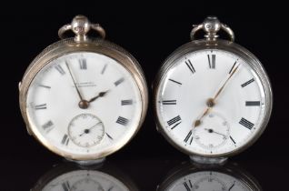 Two hallmarked silver open faced pocket watches including H Samuel of Manchester, each with