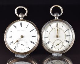 Two hallmarked silver open faced pocket watches H Bernstein of Manchester and John Forrest of