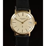 Mappin & Webb 9ct gold gentleman's wristwatch with date aperture, two-tone hands and baton hour