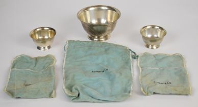 Set of three Tiffany & Co. silver bowls, each marked Tiffany & Co. makers sterling, diameter of