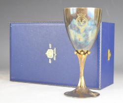 Mappin & Webb Elizabeth II Silver Jubilee commemorative hallmarked silver goblet with gilt stem,