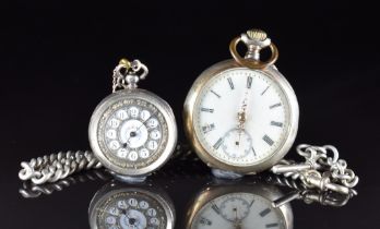 Two silver open faced pocket watches including Jones & Company of Worcester, one on hallmarked