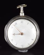 Dwerrihouse & Carter hallmarked silver open faced pair cased pocket watch with gold hands, black