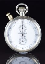 British military Air Ministry split seconds pocket stopwatch with inset subsidiary dials, blued