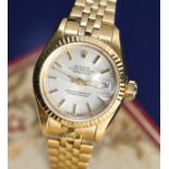 Rolex Oyster Perpetual Datejust 18ct gold ladies automatic wristwatch ref. 69178 with date aperture,