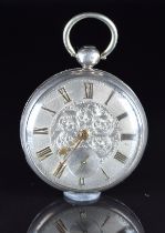 Green of Southsea hallmarked silver open faced pocket watch with gold hands and Roman numerals,