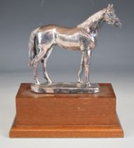 David Geenty novelty hallmarked silver model of a horse, on wooden base, Sheffield 2015, maker