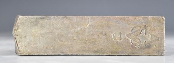 Dutch East India Company (VOC) silver ingot salvaged from the Rooswijk Cargo, c1739, stamped with
