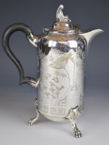 Victorian Aesthetic period silver plated teapot with figural knop by Hawksworth, Eyre & Co.,