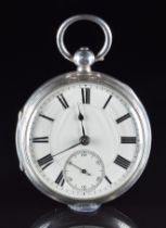 Unnamed hallmarked silver open faced pocket watch with inset subsidiary seconds dial, blued hands,