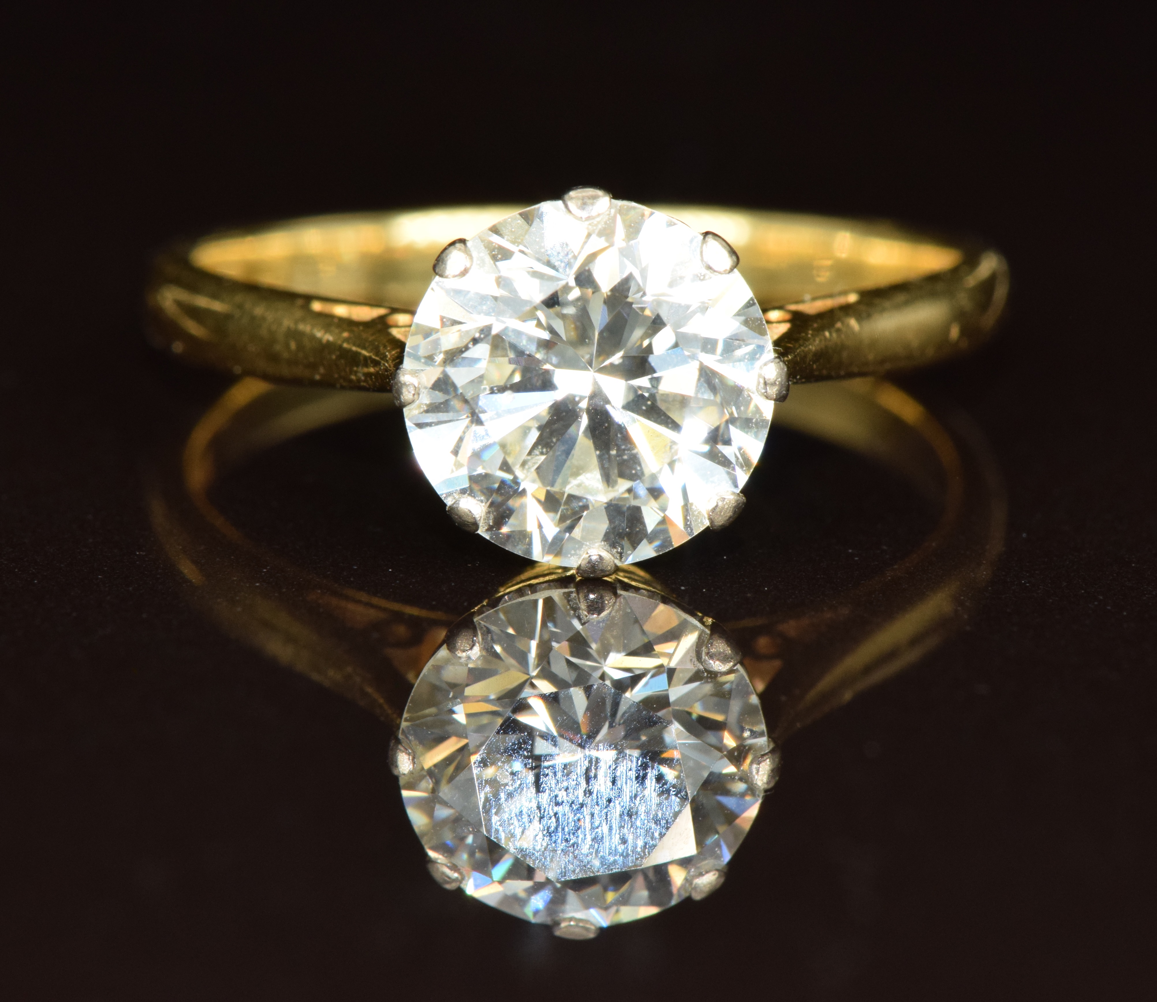 An 18ct gold ring set with a round cut diamond of approximately 2.2ct, with an insurance valuation - Image 4 of 6