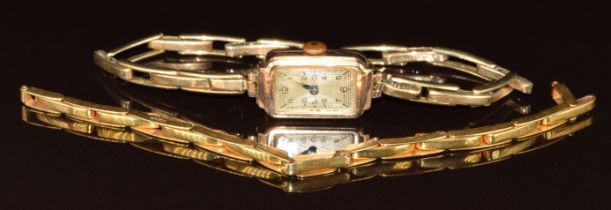 A 9ct gold watch and a 9ct gold watch strap, 16.7g all in