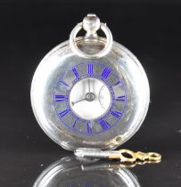 Donkin of Scarborough hallmarked silver half hunter pocket watch with subsidiary seconds dial, blued