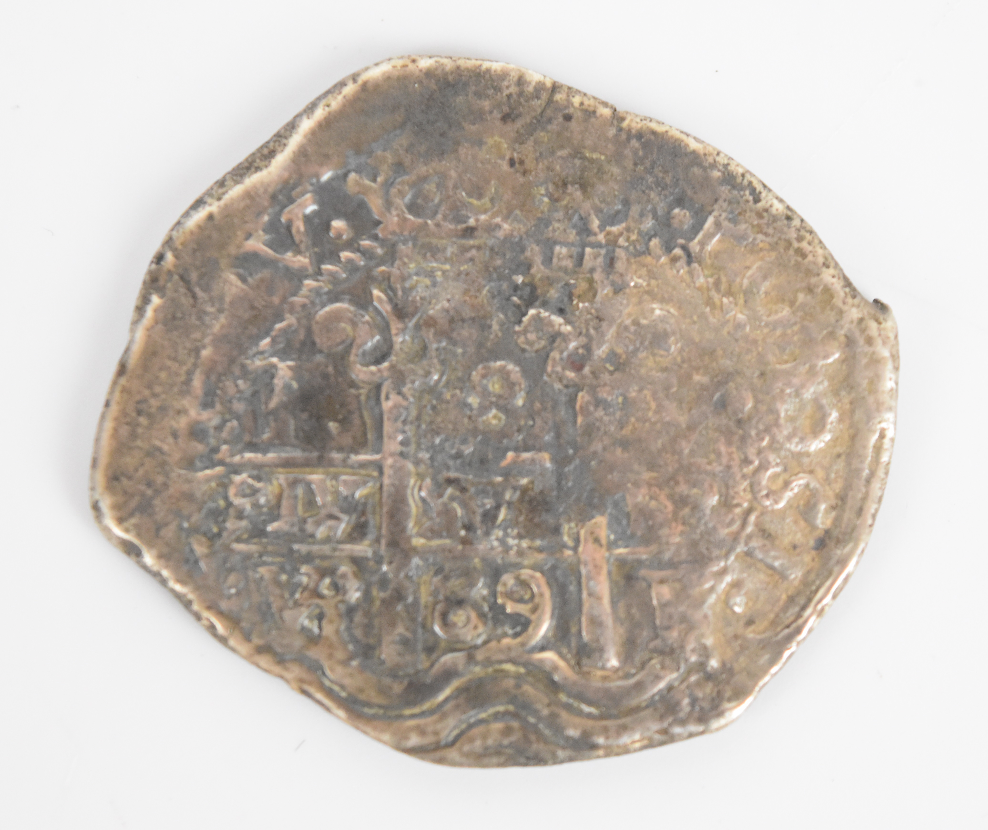 Spanish 'piece of eight' 8 reale coin, recovered from the site of the ...