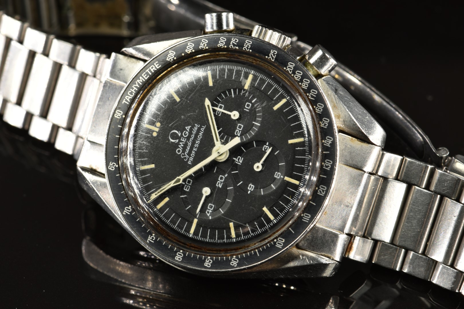 Omega Speedmaster Professional gentleman's chronograph wristwatch ref. 145.022 with black tachymetre - Image 5 of 10