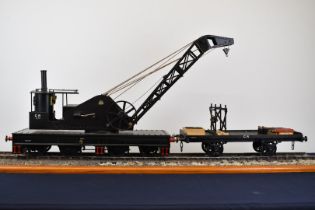 Prize winning exhibition standard 3½ inch gauge model Caledonian Railway breakdown crane and match