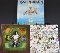Six Rock Hard / Heavy Rock LPs comprising Led Zeppelin III, The Best of Alice Cooper, Iron Maiden
