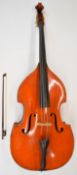 Mid 20thC 3/4 double bass, height including end pin 180cm, length of back 110cm, upper bout 40cm,
